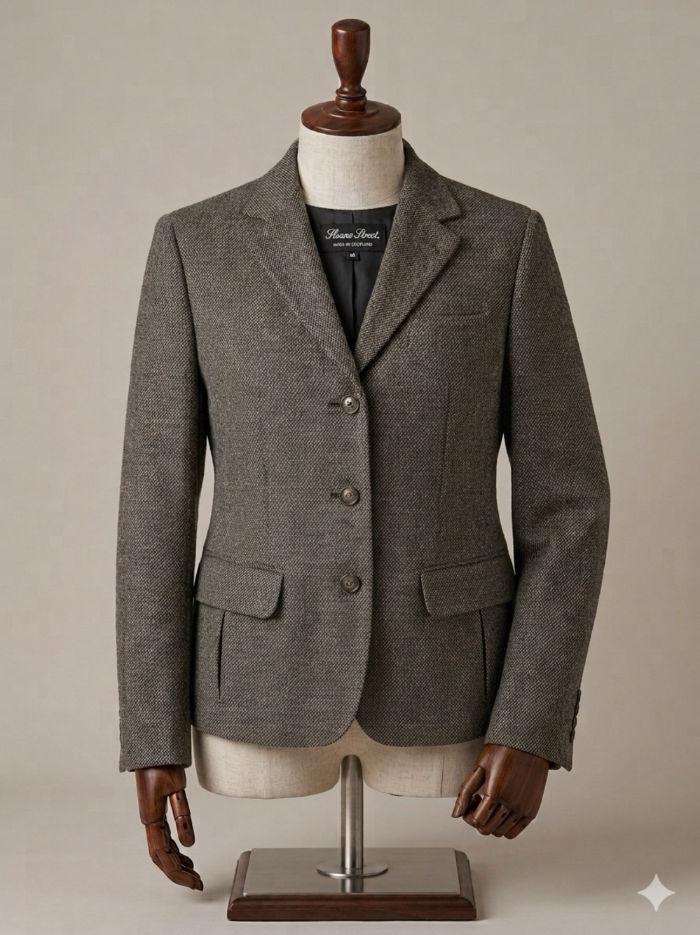 Vintage Eddie Bauer Brown Herringbone Wool Blazer Plus Size 3-Button Tailored 18